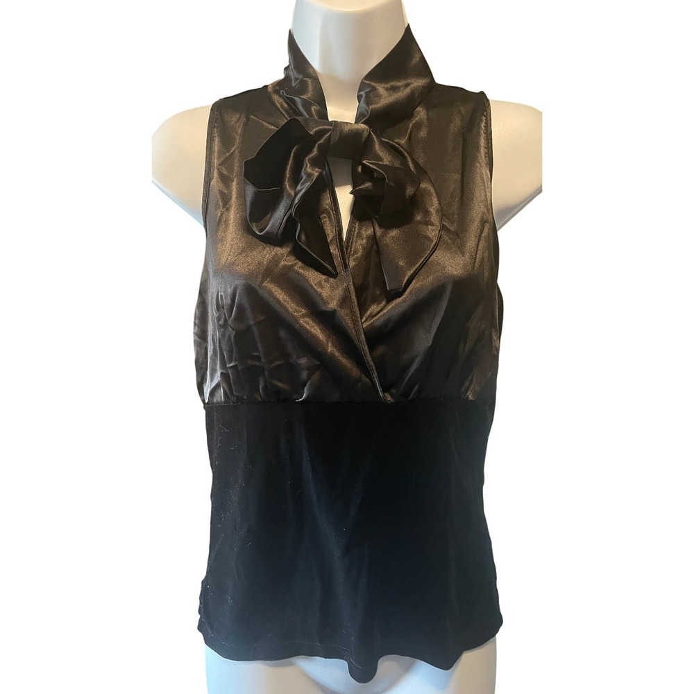 Scudetto‎ Women Coquette Babydoll Whimsigoth Satin Velvet Top M Black Minimalist